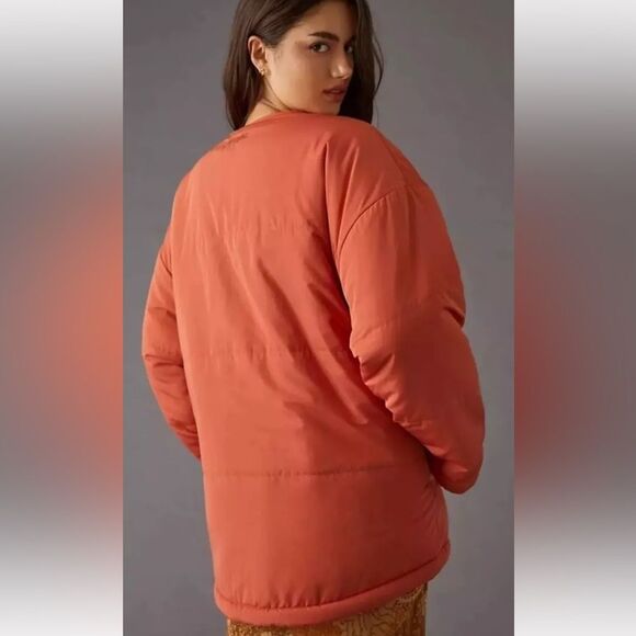 Wrangler Anthropologie XL Sherpa Reversible Oversized Bomber Puffer Jacket NWT - Picture 4 of 11